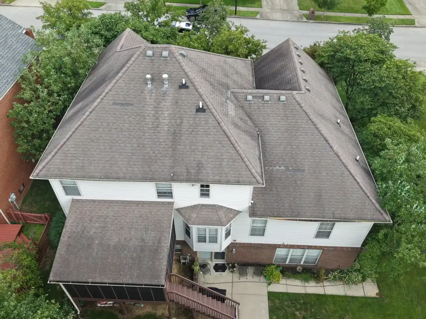Aerial view of the old roof